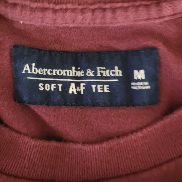 Abercrombie & Fitch Soft A&F Long Sleeve Crewneck Tee Mens Size M Burgundy Navy - Picture 3 of 9